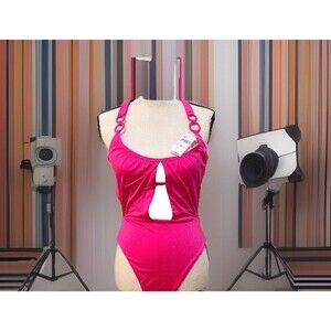 Trina Turk Monaco Halter Swimsuit One Piece Rose Sz 6 NEW w TAGS